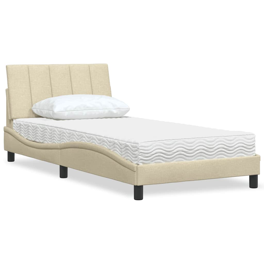 Bed met matras stof crèmekleurig 100x200 cm