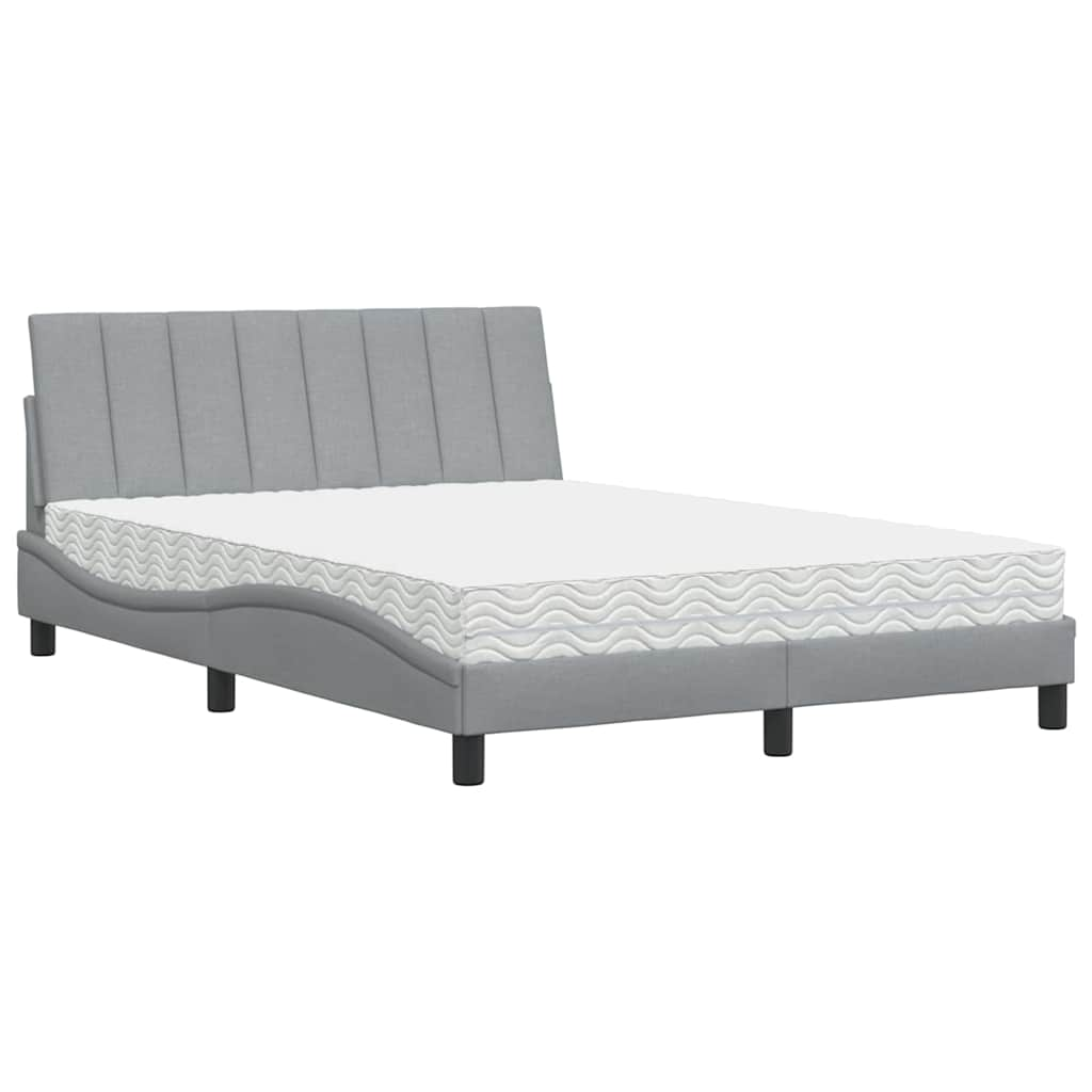 Bed met matras stof lichtgrijs 140x190 cm