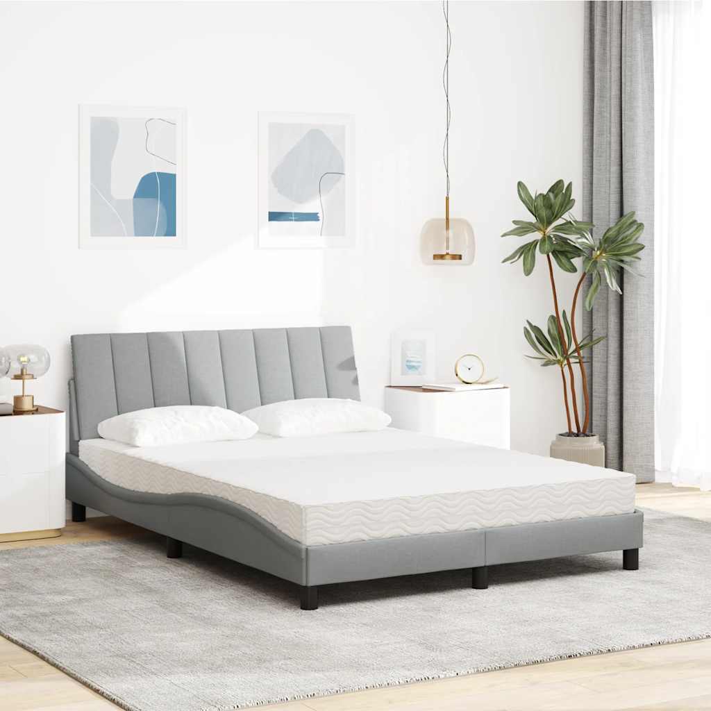 Bed met matras stof lichtgrijs 140x190 cm