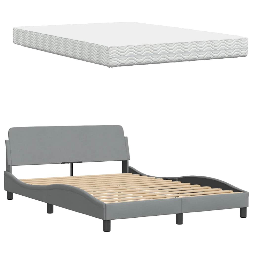 Bed met matras stof lichtgrijs 140x190 cm