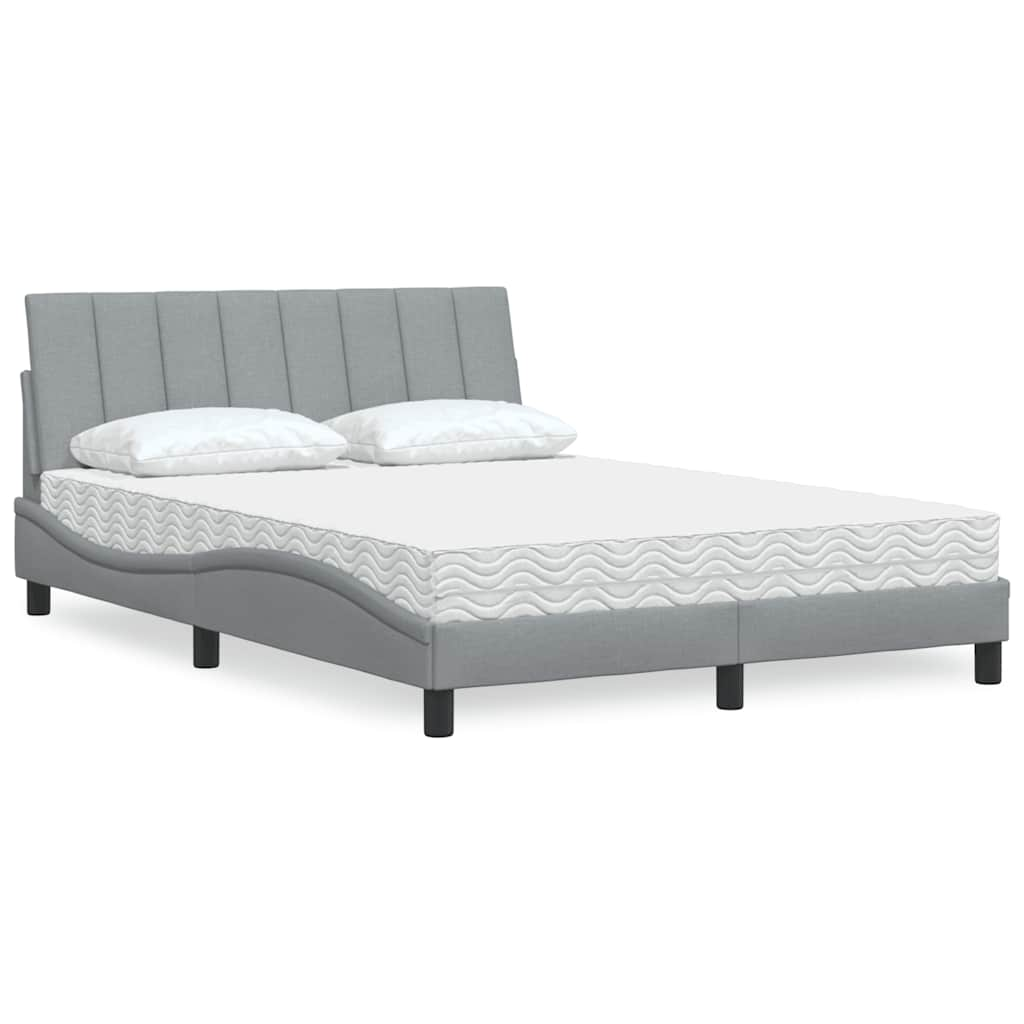 Bed met matras stof lichtgrijs 140x190 cm