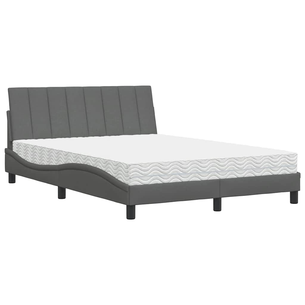 Bed met matras stof donkergrijs 140x190 cm