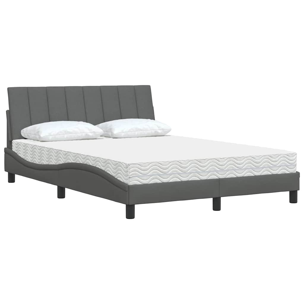 Bed met matras stof donkergrijs 140x190 cm