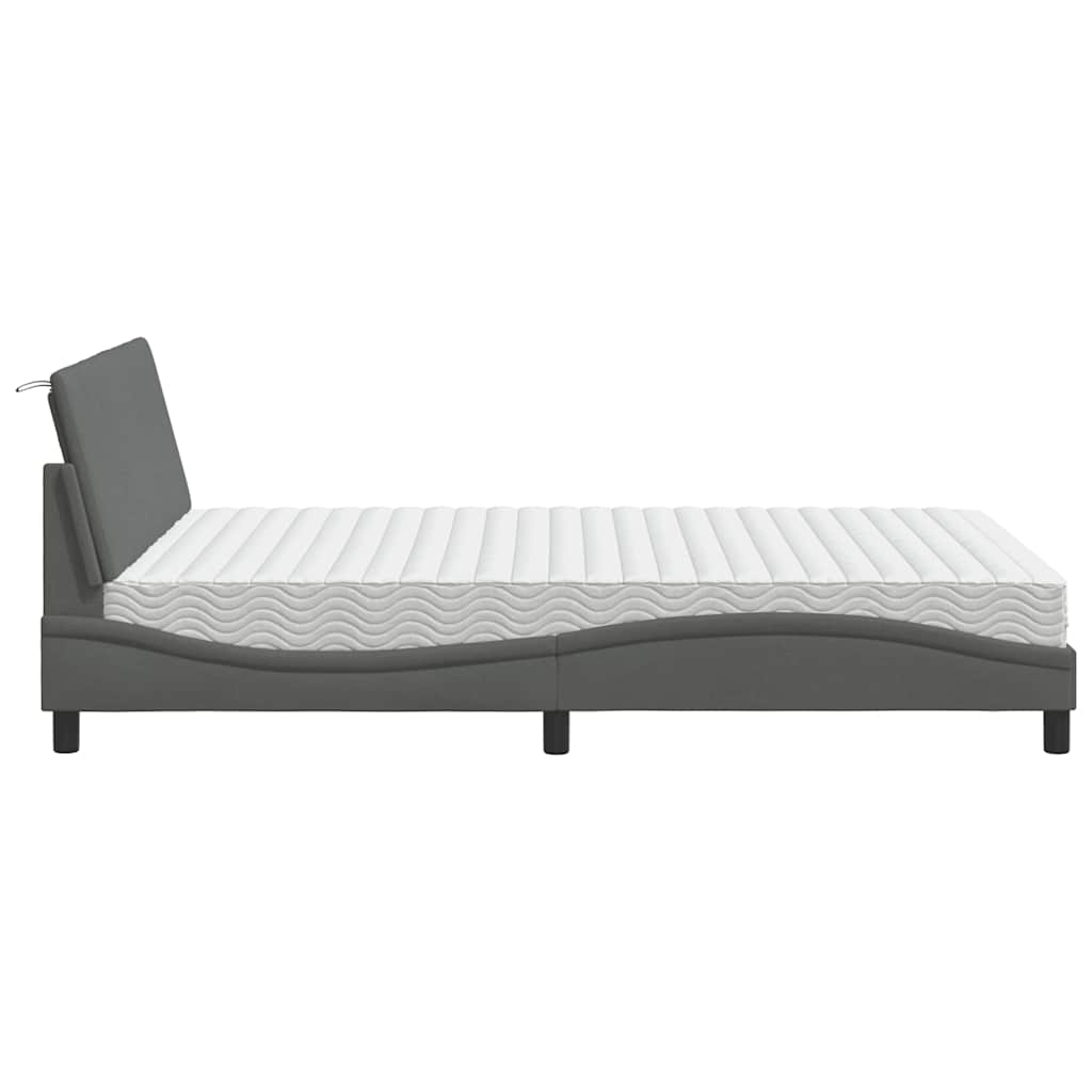 Bed met matras stof donkergrijs 140x190 cm