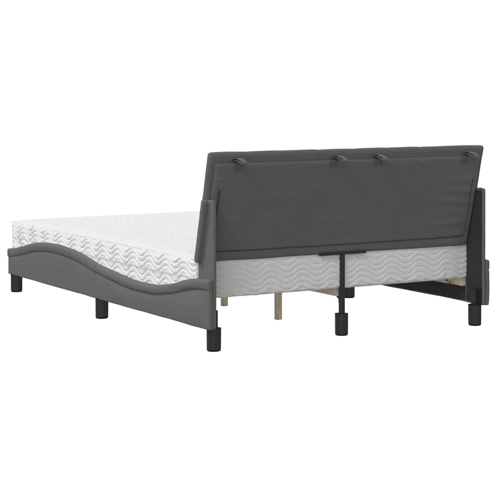 Bed met matras stof donkergrijs 140x190 cm