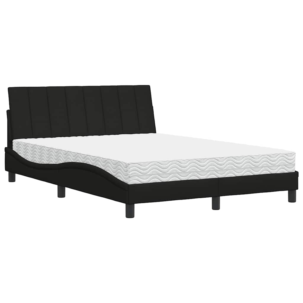 Bed met matras stof zwart 140x190 cm