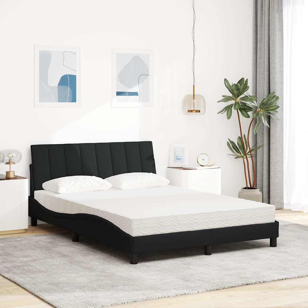 Bed met matras stof zwart 140x190 cm