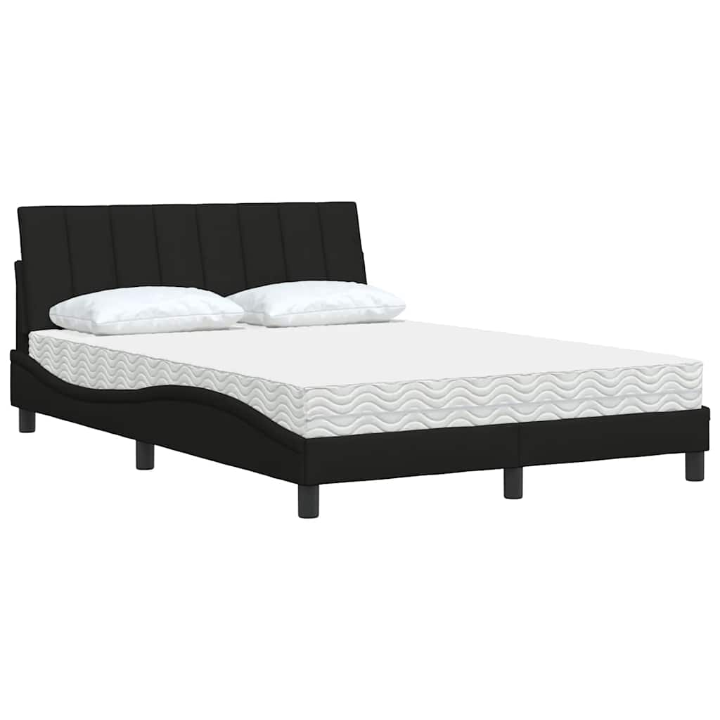 Bed met matras stof zwart 140x190 cm