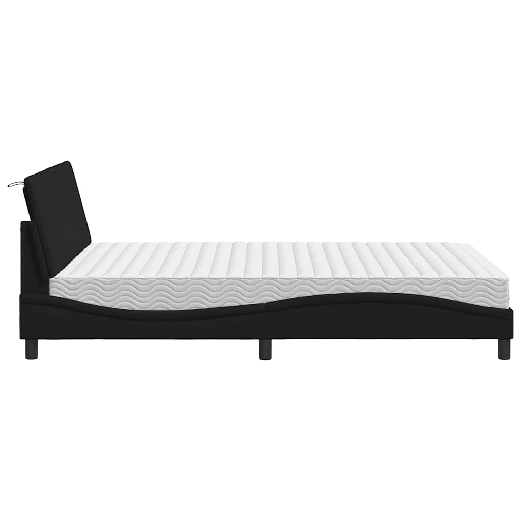 Bed met matras stof zwart 140x190 cm