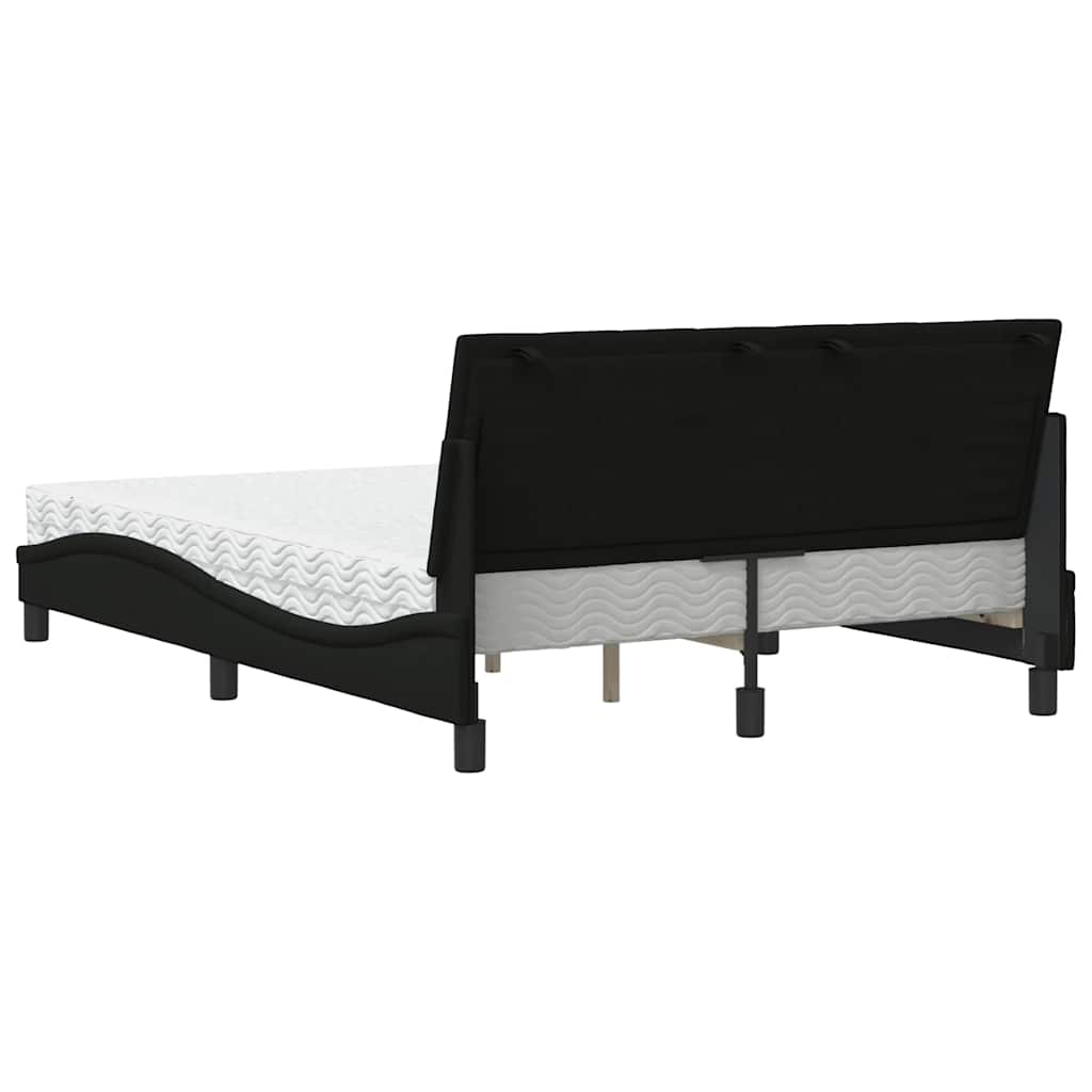 Bed met matras stof zwart 140x190 cm