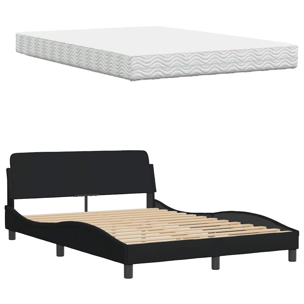 Bed met matras stof zwart 140x190 cm