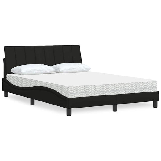 Bed met matras stof zwart 140x190 cm