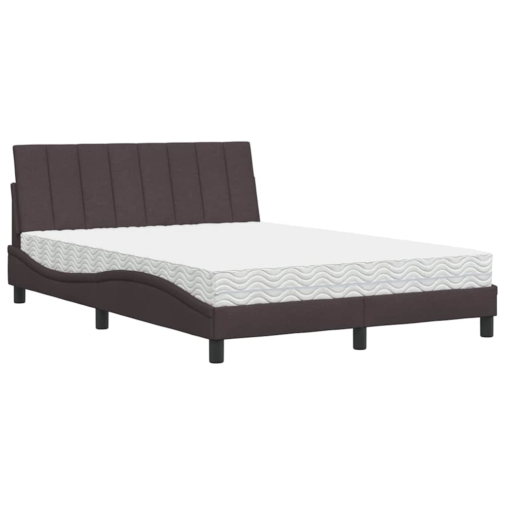 Bed met matras stof donkerbruin 140x190 cm