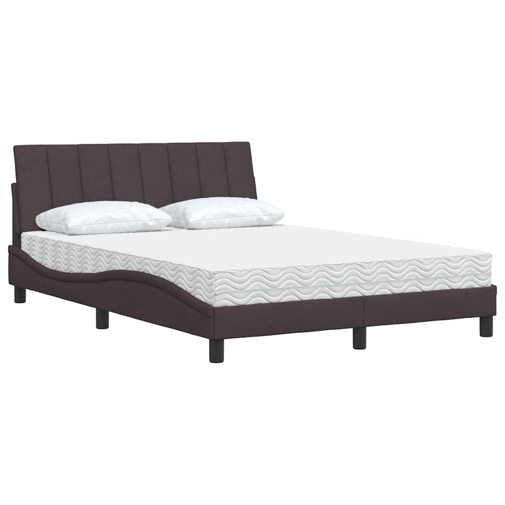 Bed met matras stof donkerbruin 140x190 cm