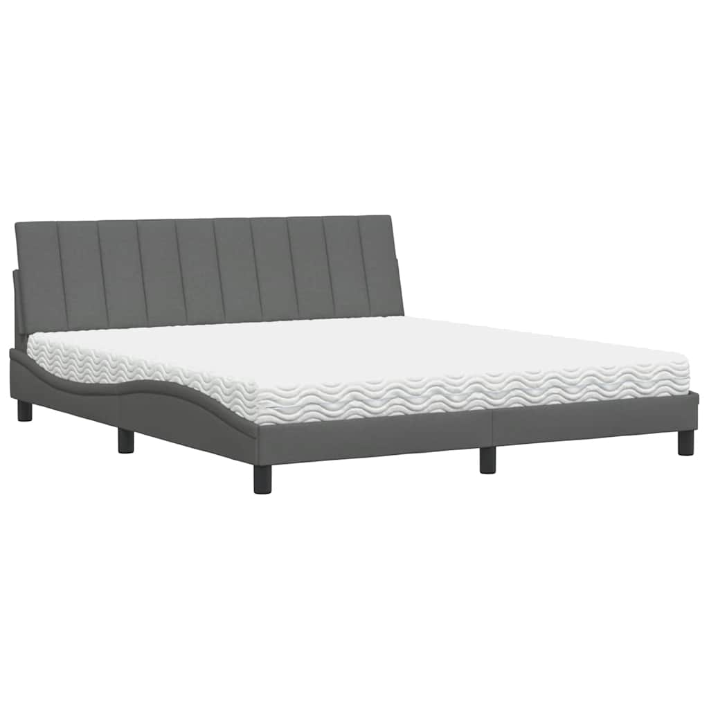 Bed met matras stof donkergrijs 180x200 cm