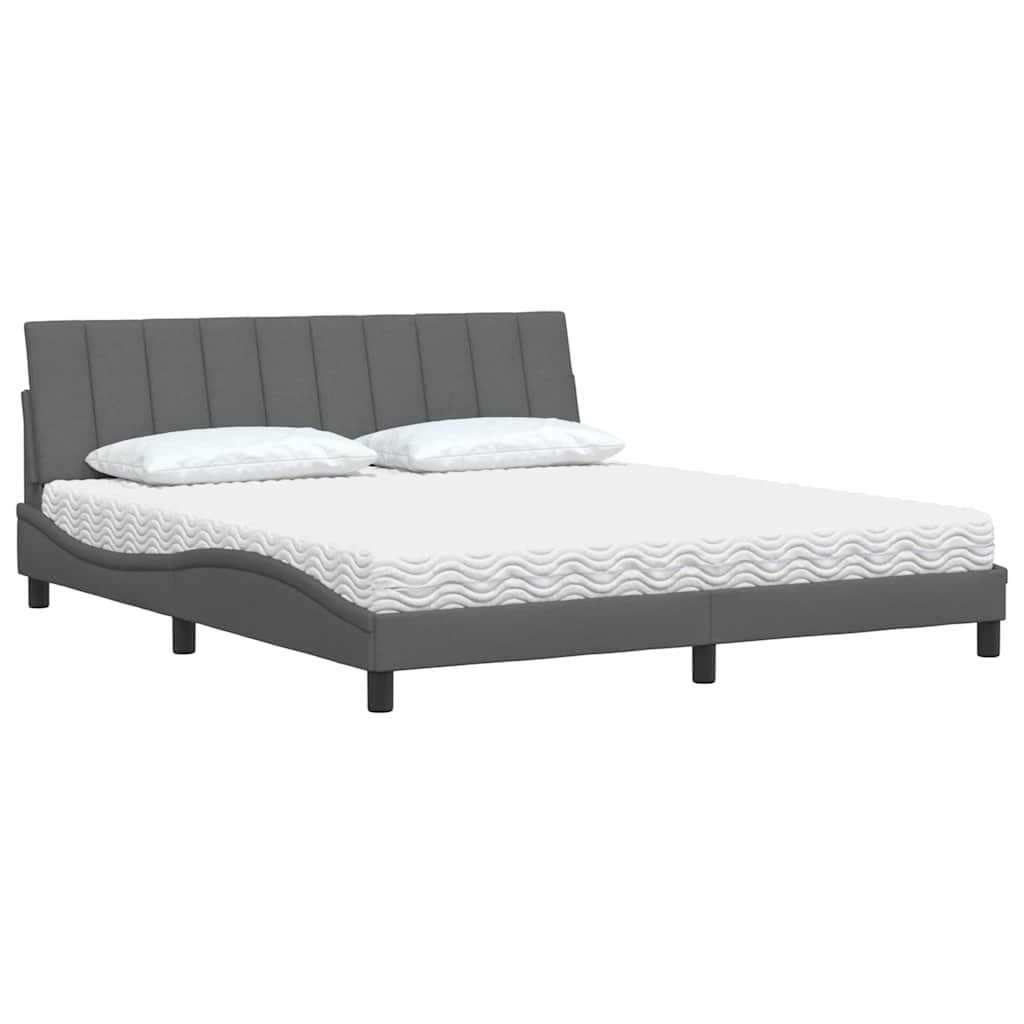 Bed met matras stof donkergrijs 180x200 cm