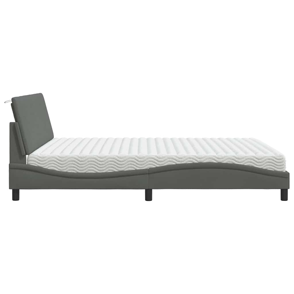 Bed met matras stof donkergrijs 180x200 cm