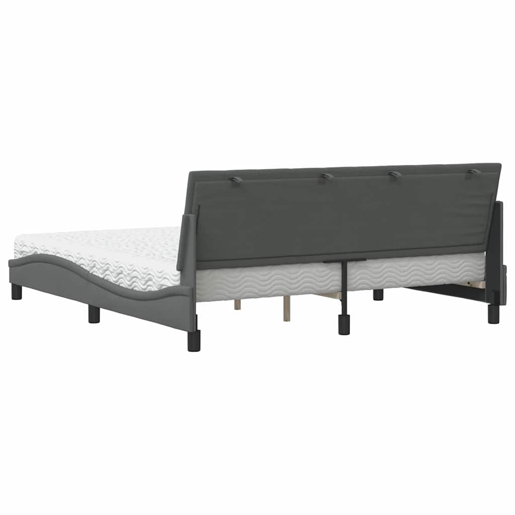 Bed met matras stof donkergrijs 180x200 cm