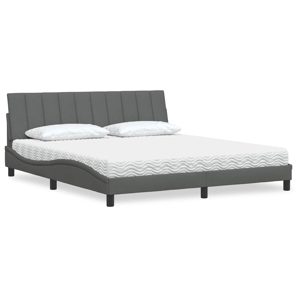 Bed met matras stof donkergrijs 180x200 cm