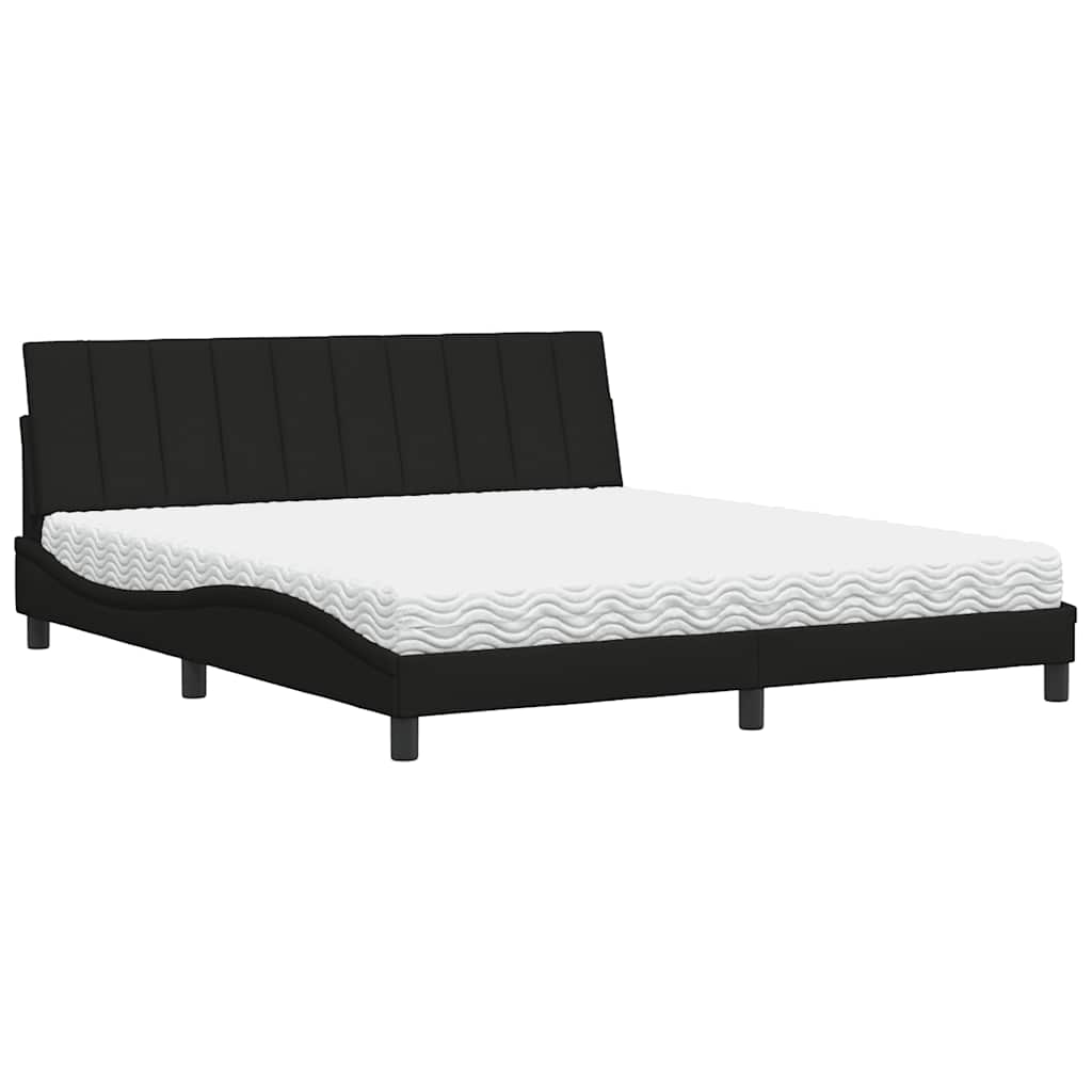 Bed met matras stof zwart 180x200 cm