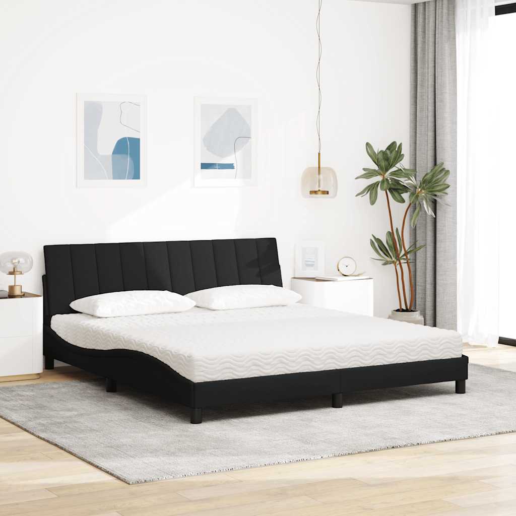 Bed met matras stof zwart 180x200 cm