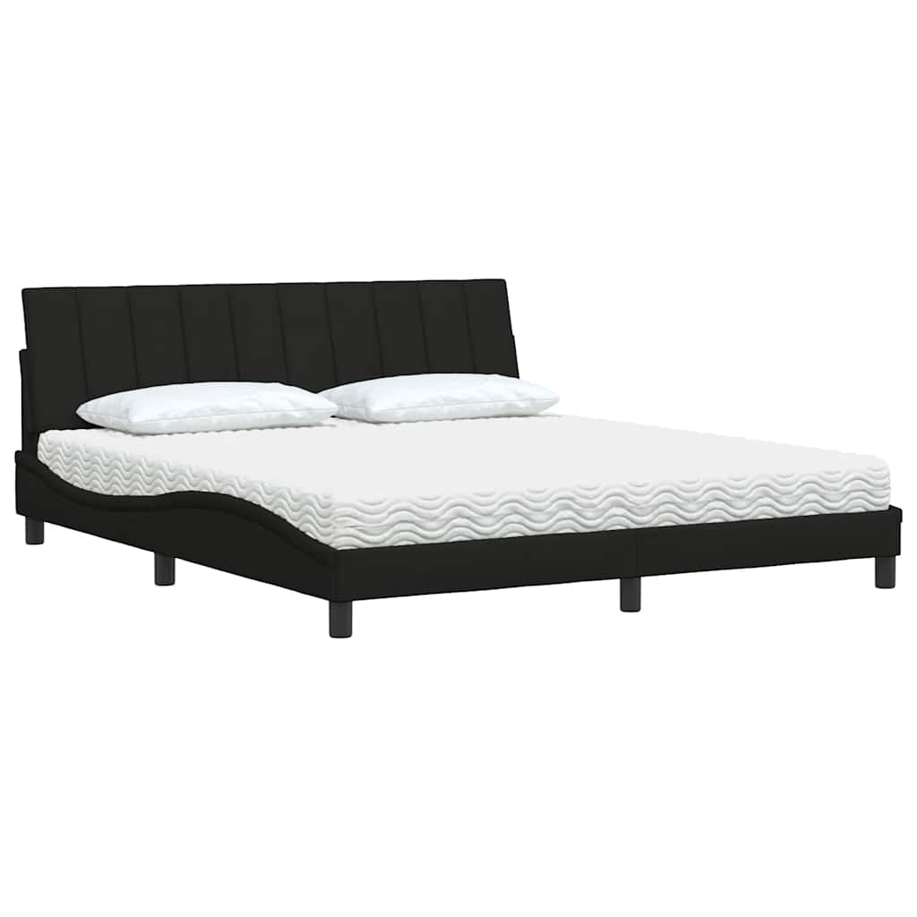 Bed met matras stof zwart 180x200 cm