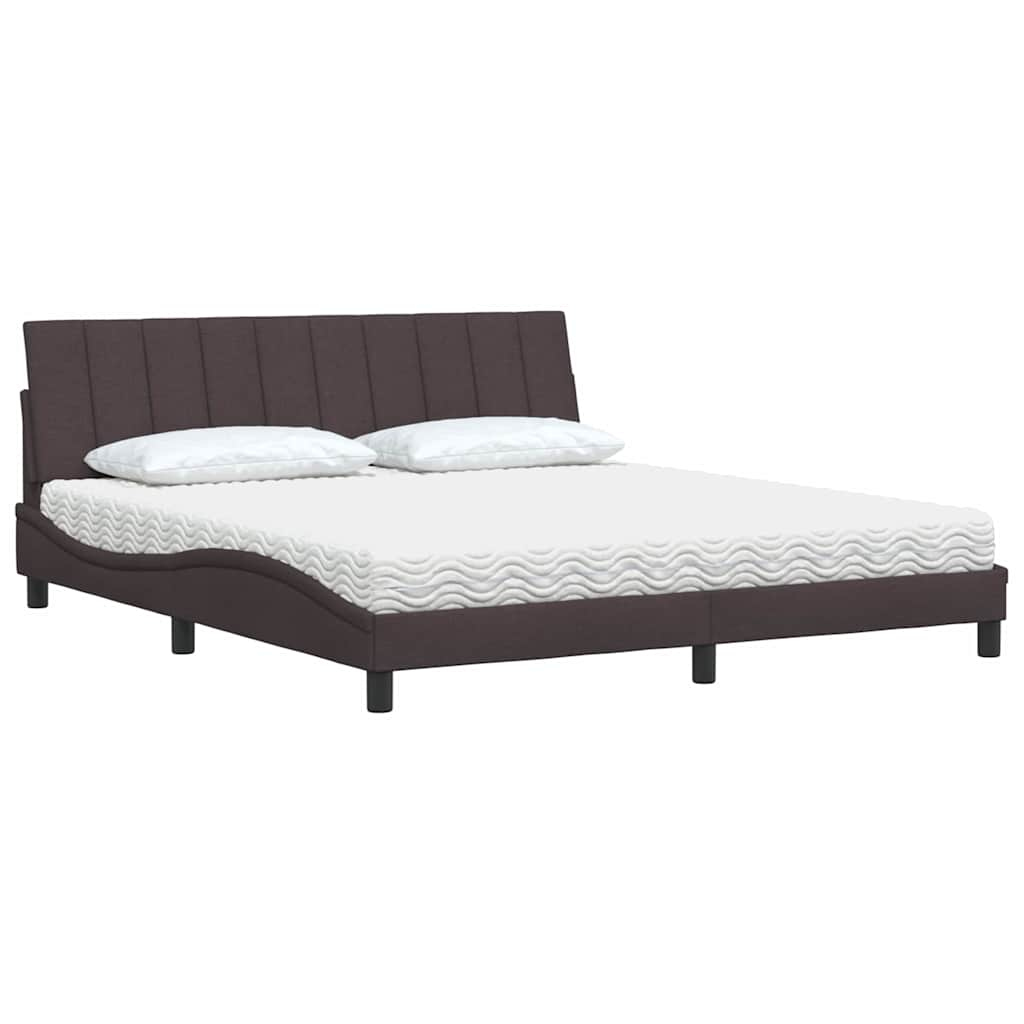 Bed met matras stof donkerbruin 180x200 cm