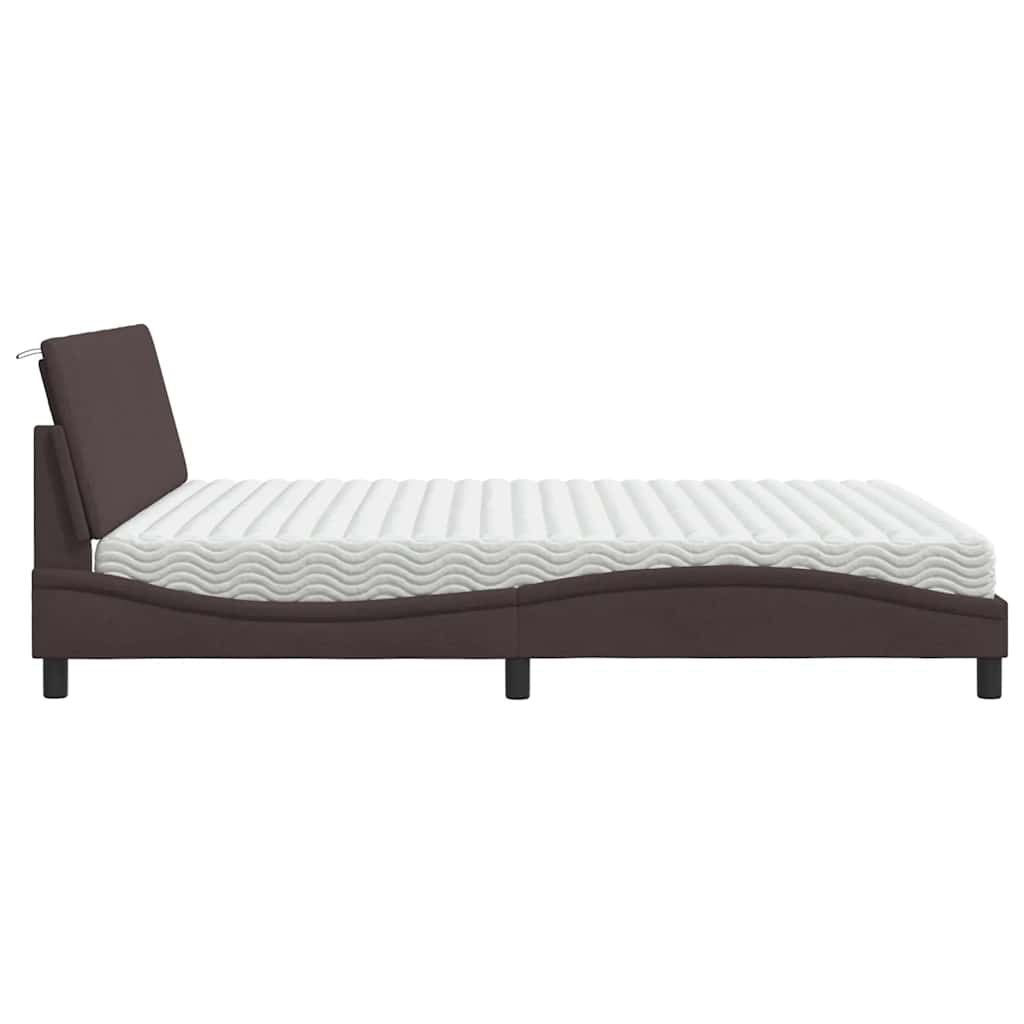 Bed met matras stof donkerbruin 180x200 cm