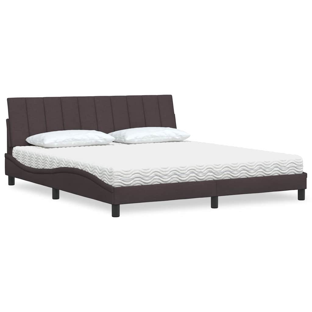 Bed met matras stof donkerbruin 180x200 cm