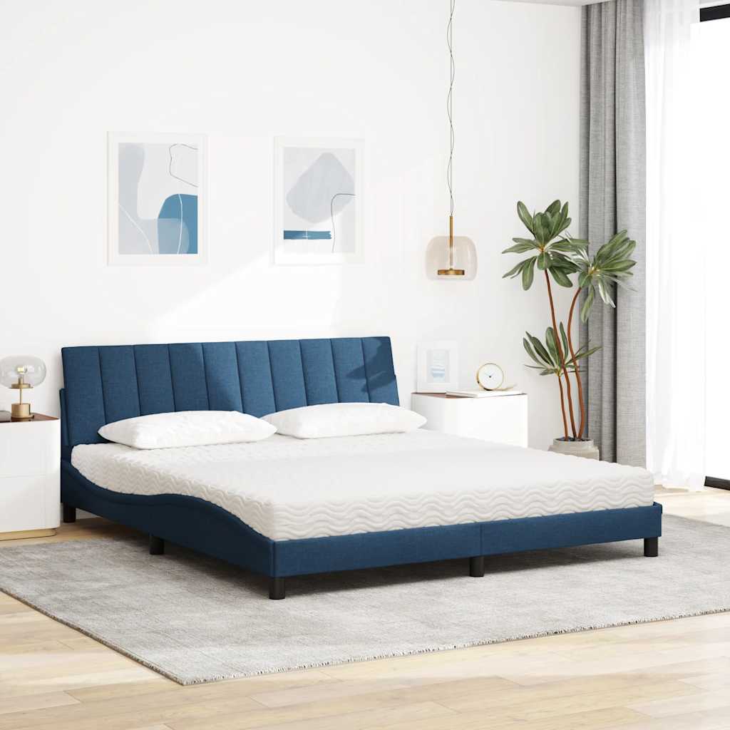 Bed met matras stof blauw 180x200 cm