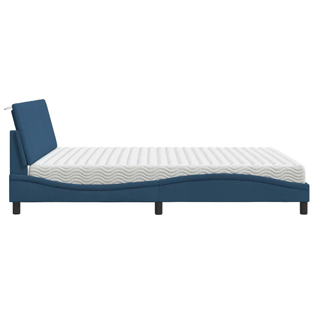 Bed met matras stof blauw 180x200 cm