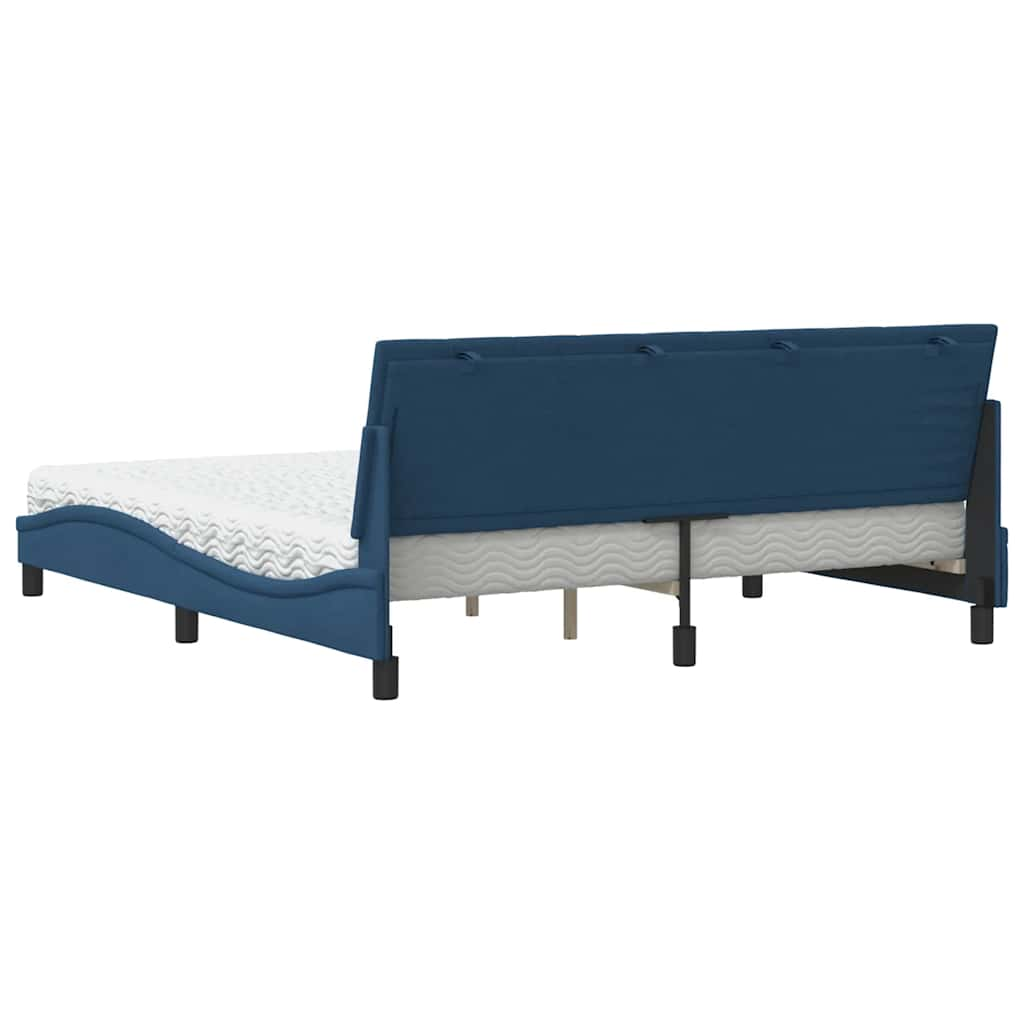 Bed met matras stof blauw 180x200 cm