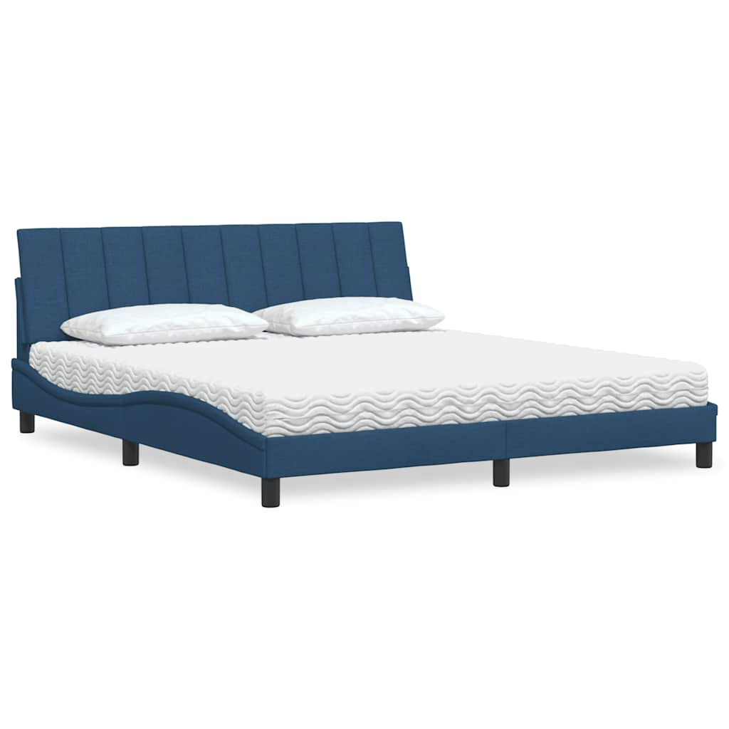 Bed met matras stof blauw 180x200 cm