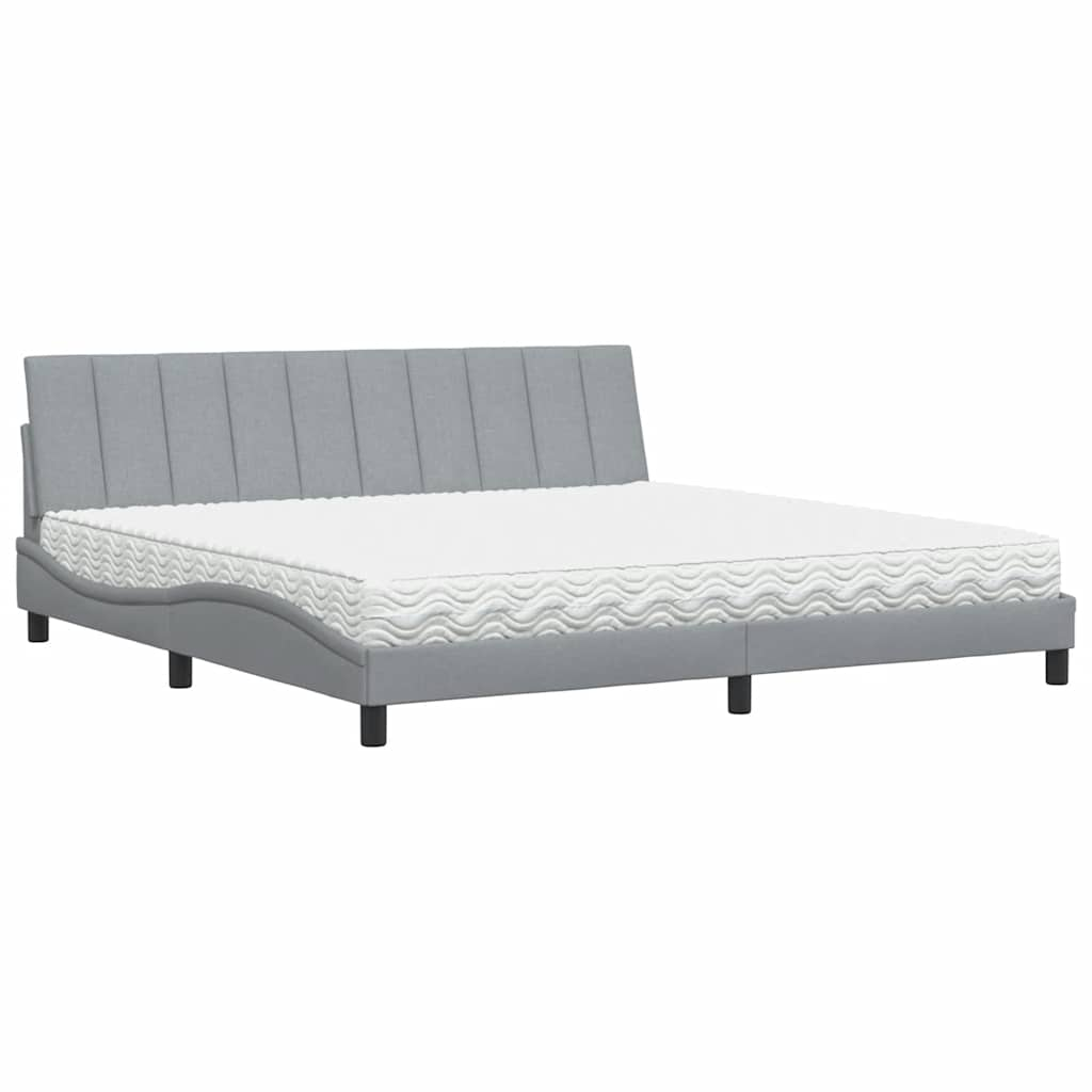 Bed met matras stof lichtgrijs 200x200 cm