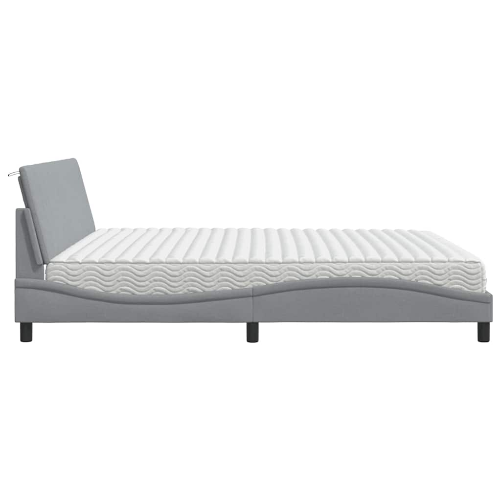 Bed met matras stof lichtgrijs 200x200 cm