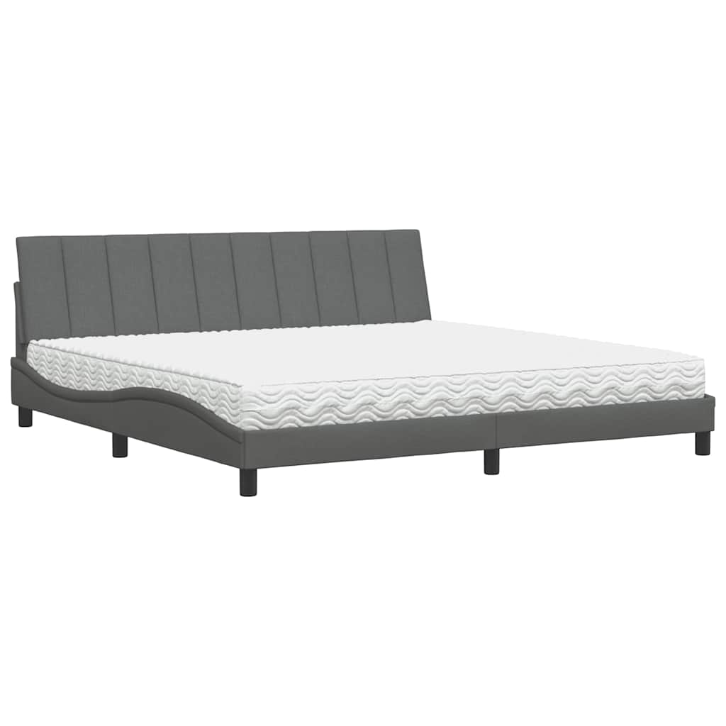 Bed met matras stof donkergrijs 200x200 cm