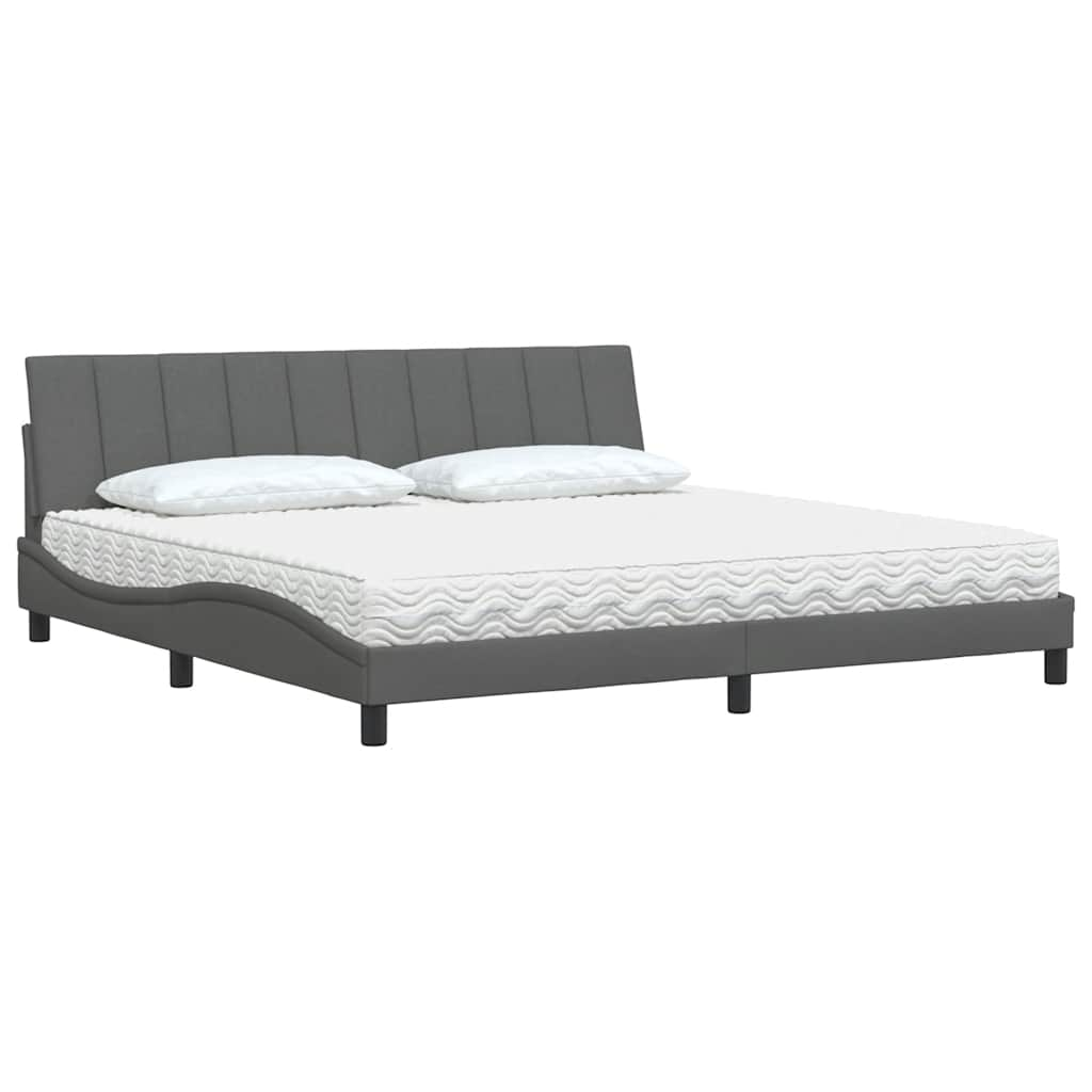 Bed met matras stof donkergrijs 200x200 cm