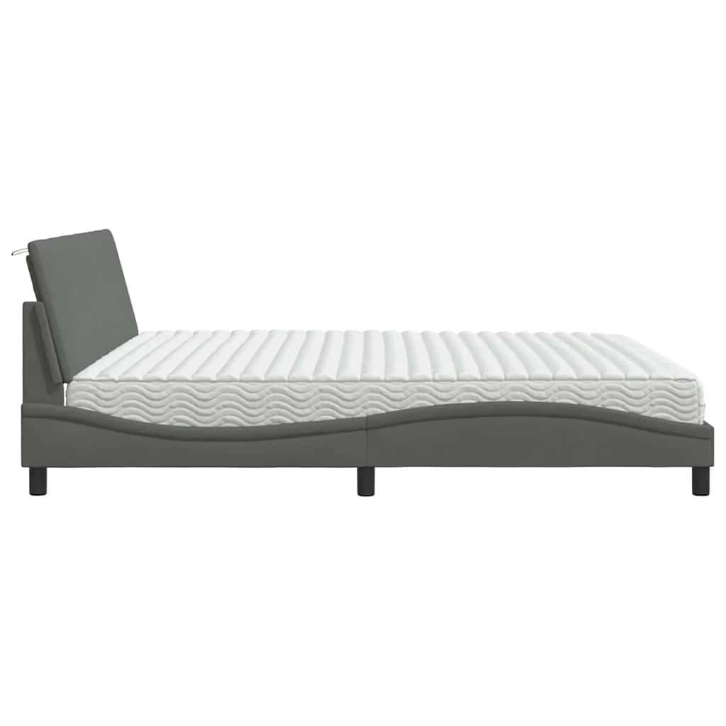 Bed met matras stof donkergrijs 200x200 cm