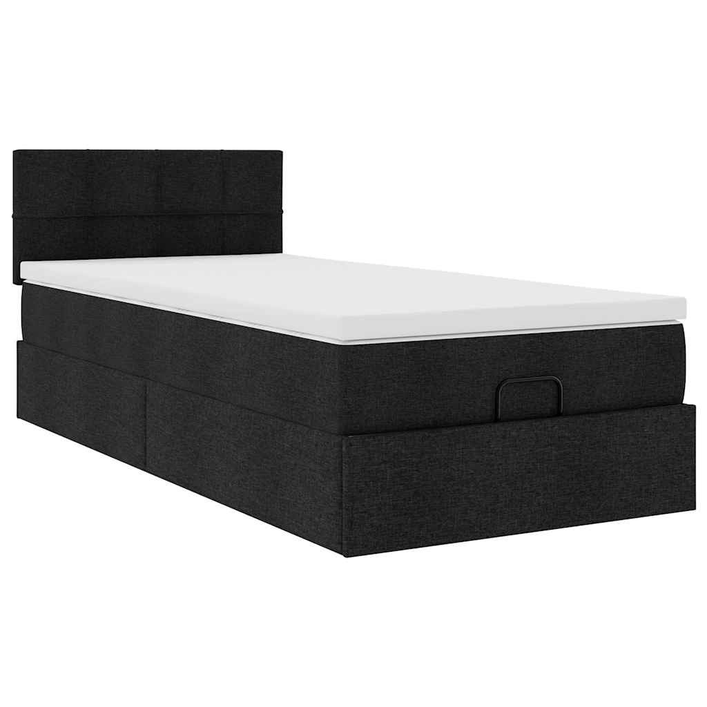 Ottoman bed met matras 90x200cm stof zwart