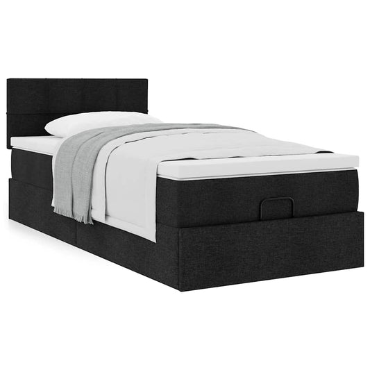 Ottoman bed met matras 90x200cm stof zwart