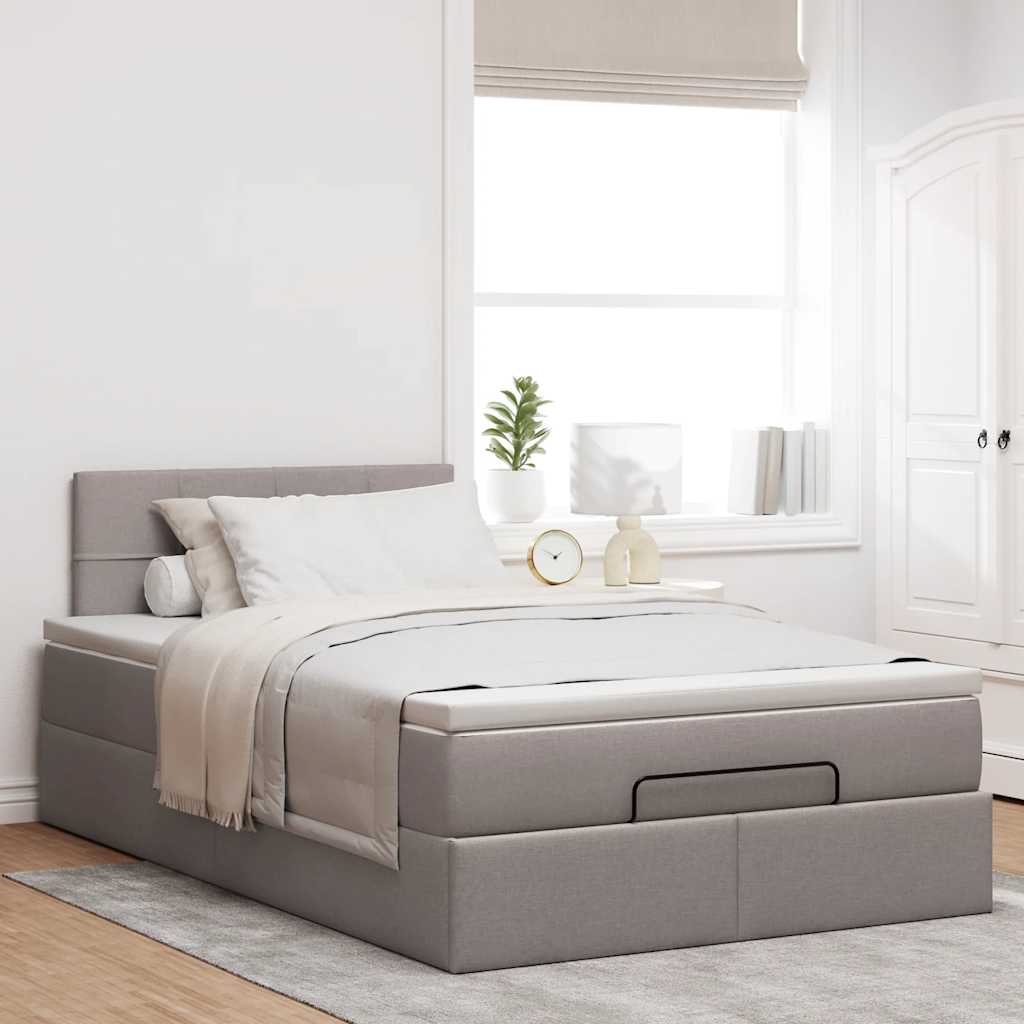 Ottoman bed met matras 120x200cm stof taupe