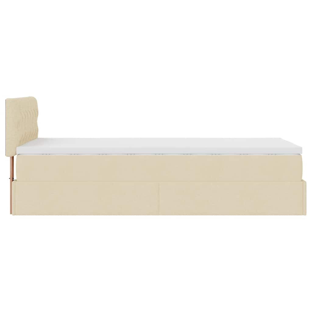 Ottoman bed met matras 80x200cm stof crèmekleurig