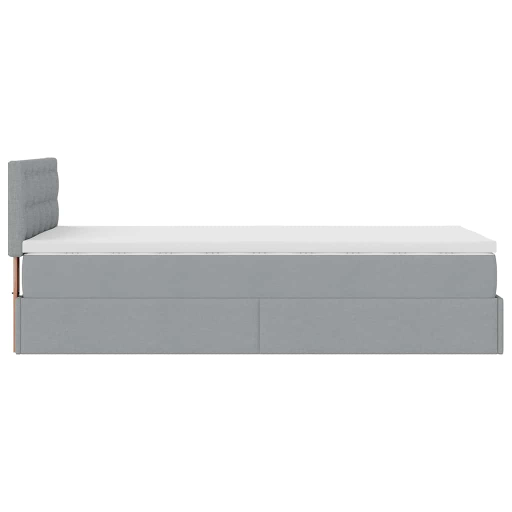 Ottoman bed met matras 90x200cm stof lichtgrijs