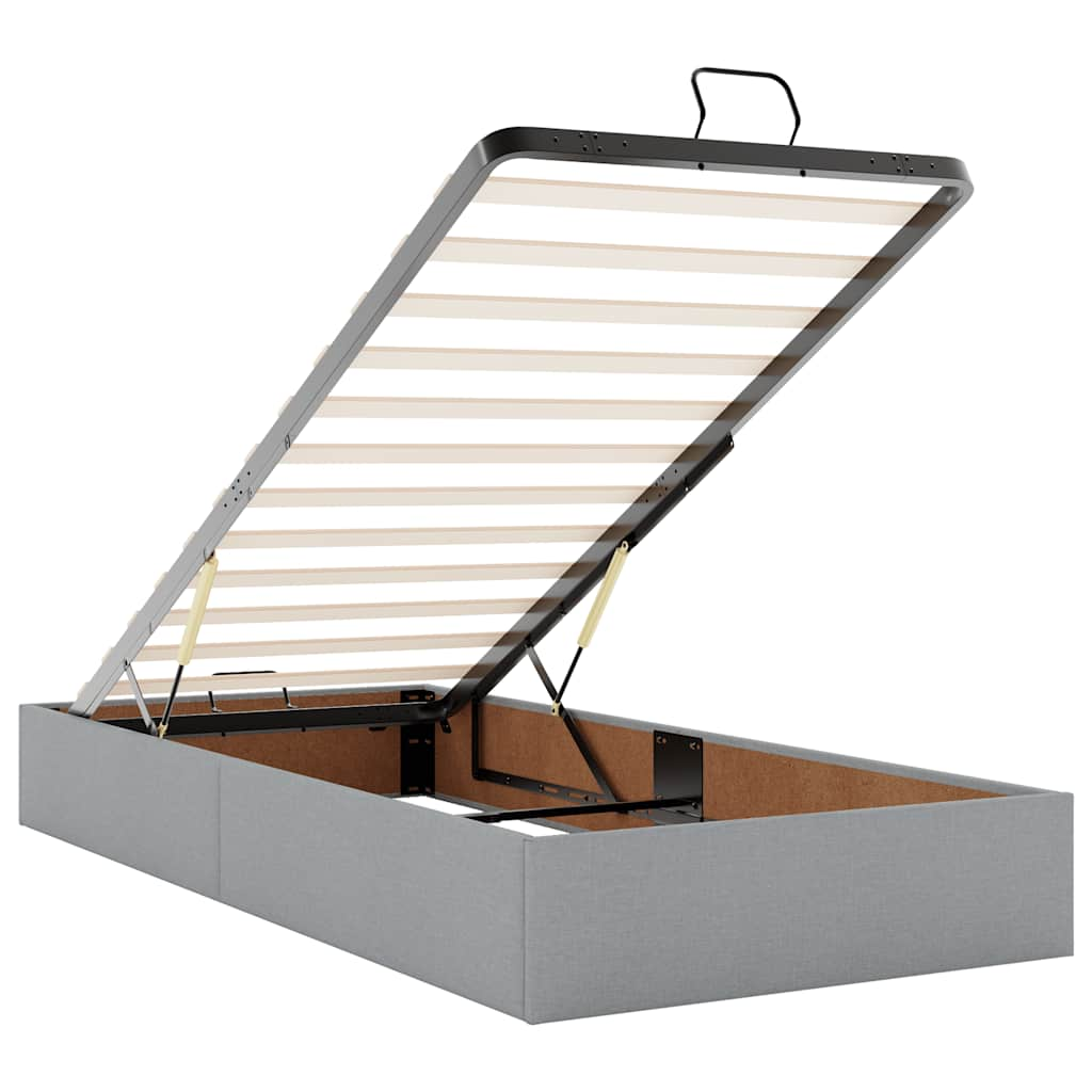 Ottoman bed met matras 90x200cm stof lichtgrijs