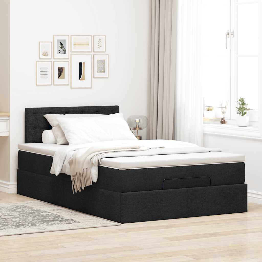 Ottoman bed met matras 120x190 cm stof zwart