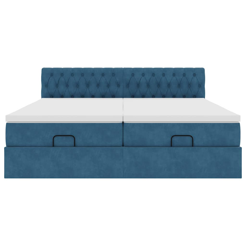 Ottoman bed met matrassen 160x200cm fluweel donkerblauw