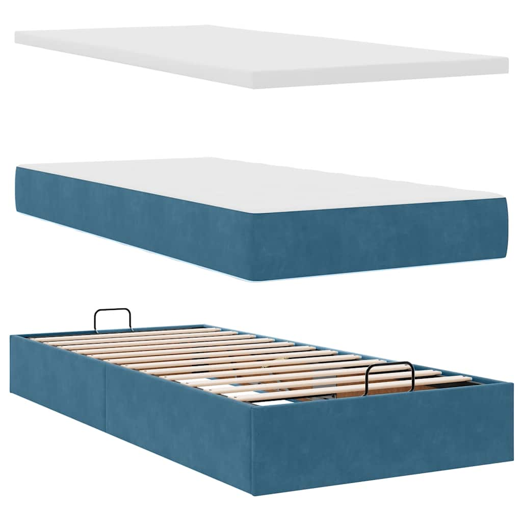 Ottoman bed met matrassen 160x200cm fluweel donkerblauw