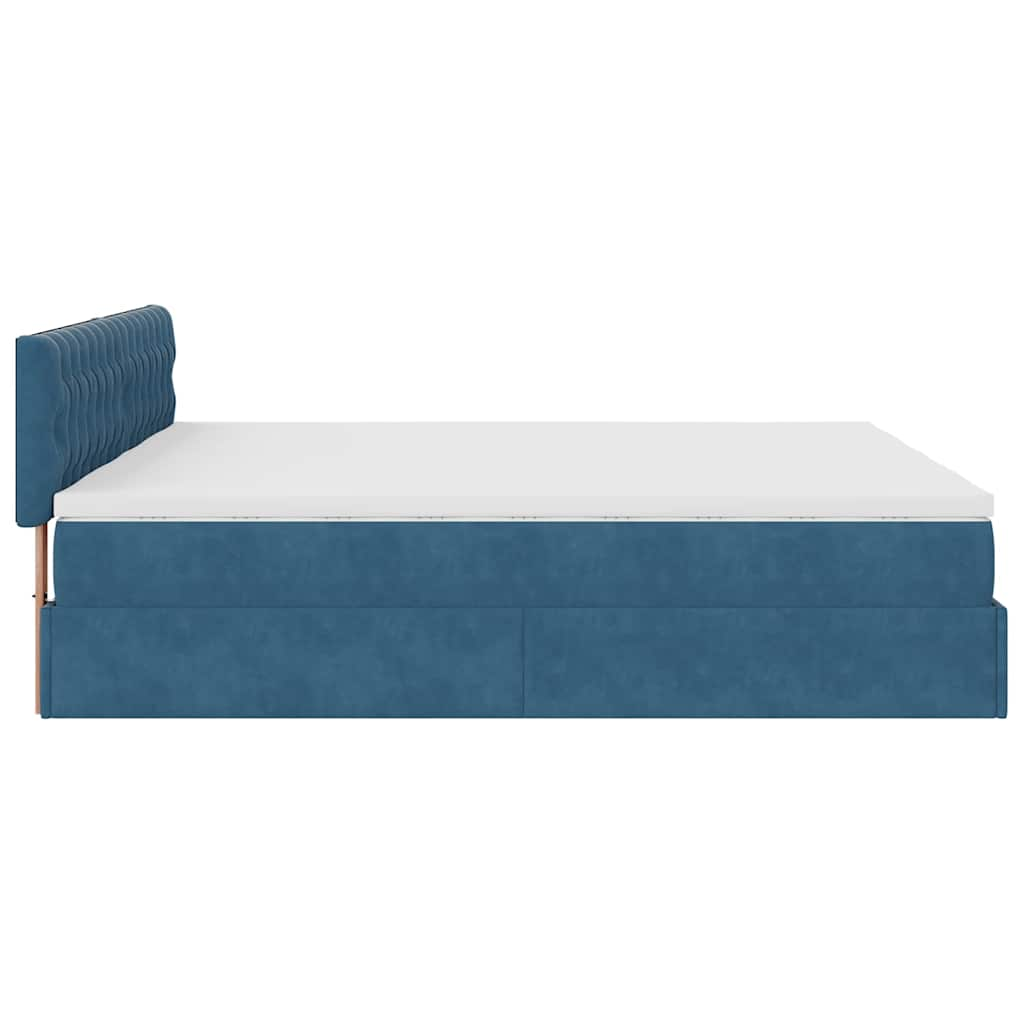 Ottoman bed met matrassen 160x200cm fluweel donkerblauw