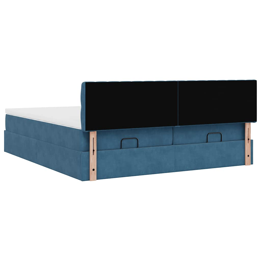 Ottoman bed met matrassen 160x200cm fluweel donkerblauw