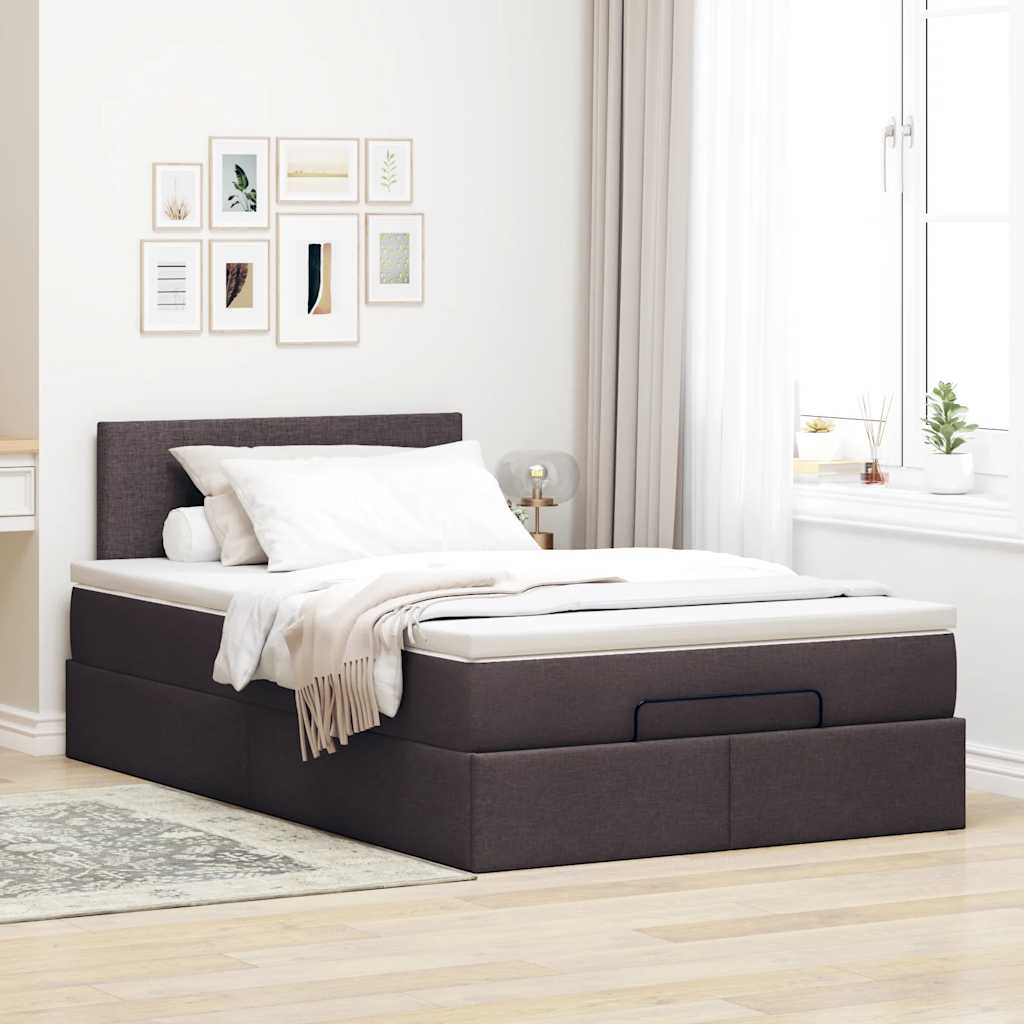 Ottoman bed met matras en LED's 120x190 cm stof donkerbruin